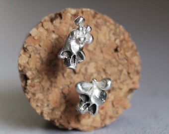 Sterling Silver Sugar Skull Stud Earrings: Mismatched Succulent Skulls
