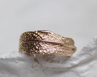 Rose gold wedding ring , 14k leaf engagement ring , Nature inspired wedding band