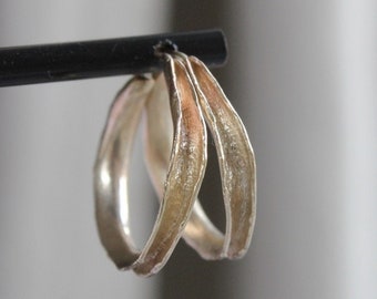 Handmade 9k Gold Organic Sculptural Hoop Earrings, Textured Artisan Jewelry