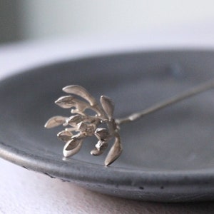 Silver leaf brooch, Statement brooch, Branch pin, Silver shawl pin, Nature inspired jewelry , Gift for mom image 1