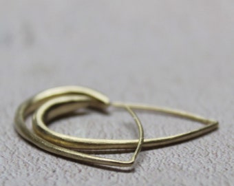 14k solid gold oval hoop earrings, Minimal gold hoop earrings, Delicate earrings, Gift for her