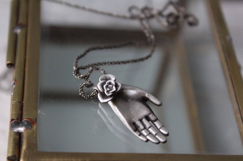 Hand Necklacesterling Silver Hand Pendantlayering Etsy