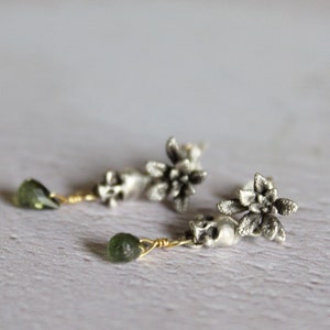 Succulent skull earrings, Tourmaline earrings, Unique earrings, Skull earrings, Skull jewelry , Succulent jewelry