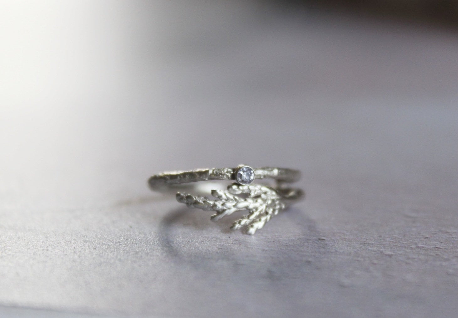 Sterling Silver Juniper Ring With Lavender Cz Gemstone, Adjustable Ring ...