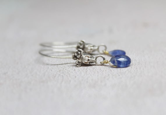 Sterling Silver Sugar Skull Earrings with Blue Sapphire | Day of the Dead
