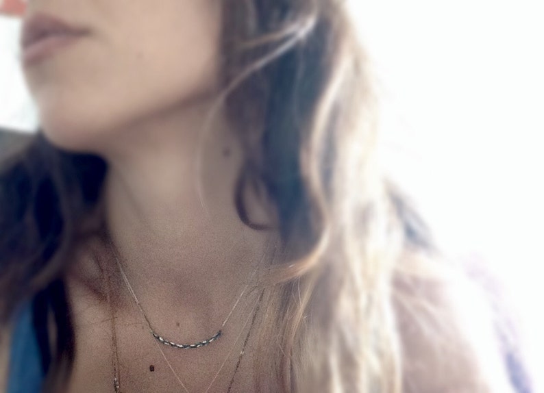 On sale today Silver Bar Necklace Nature inspired necklace-Botanical bar necklace silver Cast Jewelry-Gift for wife-Minimal everyday jewelry