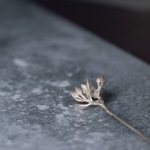 Silver leaf brooch, Statement brooch, Branch pin, Silver shawl pin, Nature inspired jewelry , Gift for mom image 9