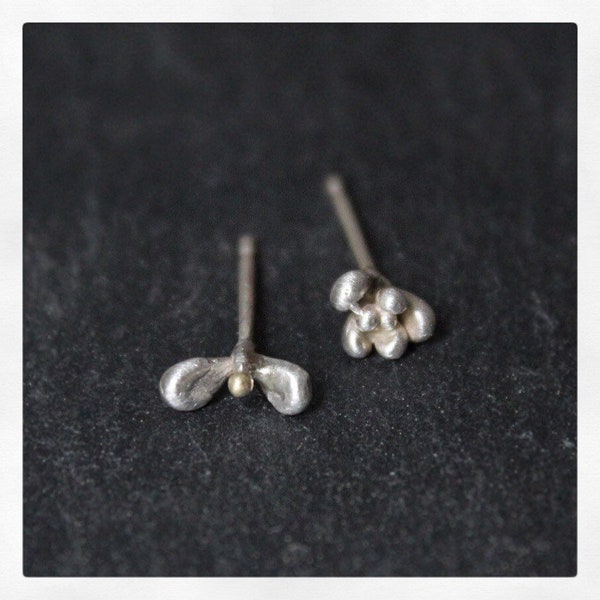 Tiny stud earrings -Minimal earrings -Succulent jewelry -Flower earrings -Gift for mom-Dainty earrings -Sterling silver studs-Botanical stud