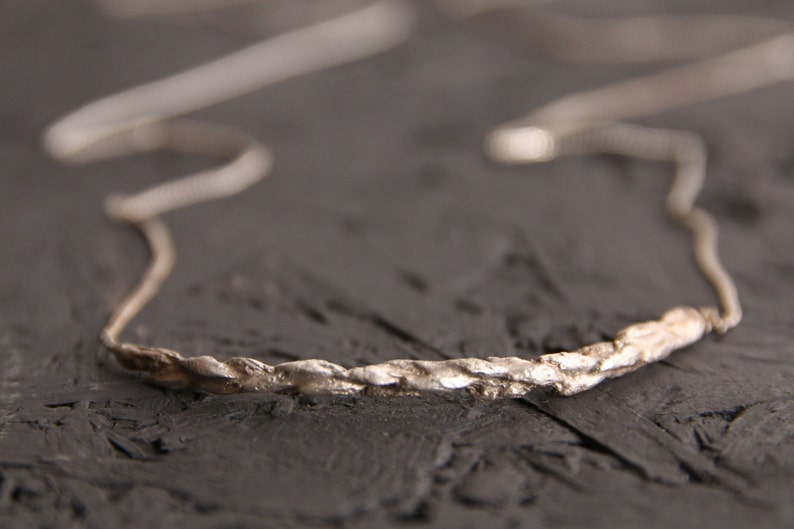 On sale today Silver Bar Necklace Nature inspired necklace-Botanical bar necklace silver Cast Jewelry-Gift for wife-Minimal everyday jewelry