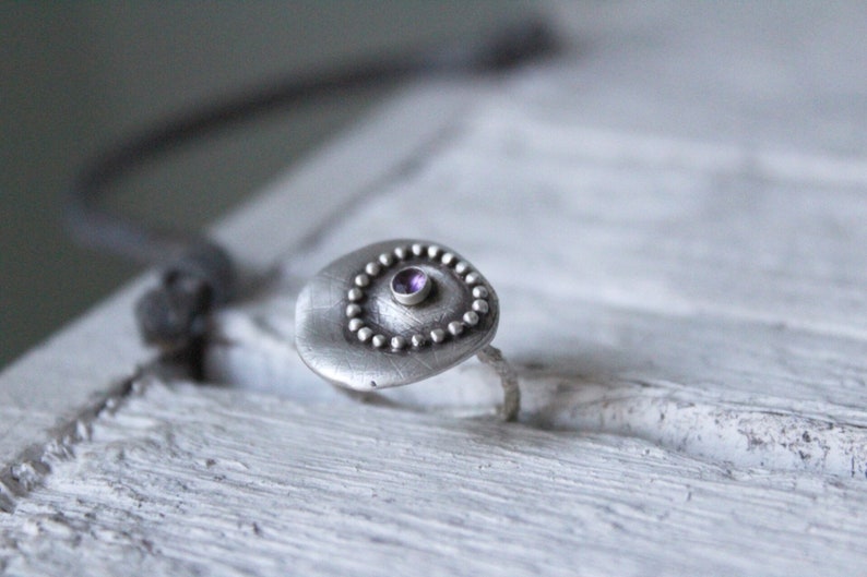 Sterling silver Amethyst ring , February Birthstone ring, Purple stone ring, image 2