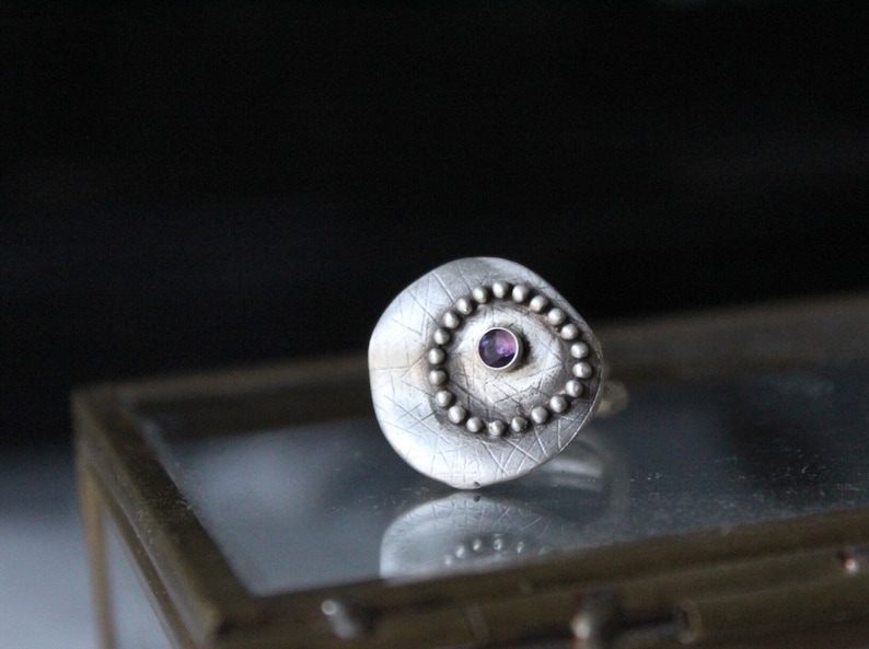 Sterling silver Amethyst ring , February Birthstone ring, Purple stone ring, image 1