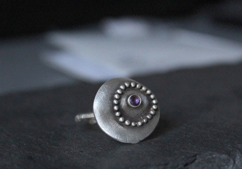 Sterling silver Amethyst ring , February Birthstone ring, Purple stone ring, image 7