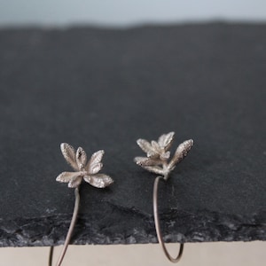 Succulent earrings , Silver Succulent jewelry , Flower earrings , Nature cast earrings , Gift for mom-Botanical jewelry image 5
