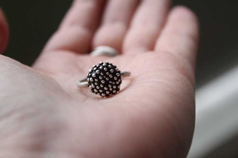 Polka dot ring-Women/'s ring-Organic jewelry Minimalist ring-Gift for her Dot ring-Sterling silver bubble ring-Statement ring-Granulation