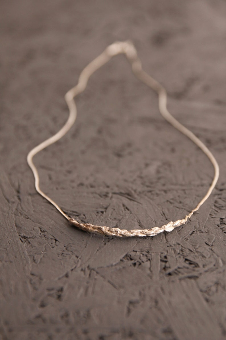 On sale today Silver Bar Necklace Nature inspired necklace-Botanical bar necklace silver Cast Jewelry-Gift for wife-Minimal everyday jewelry