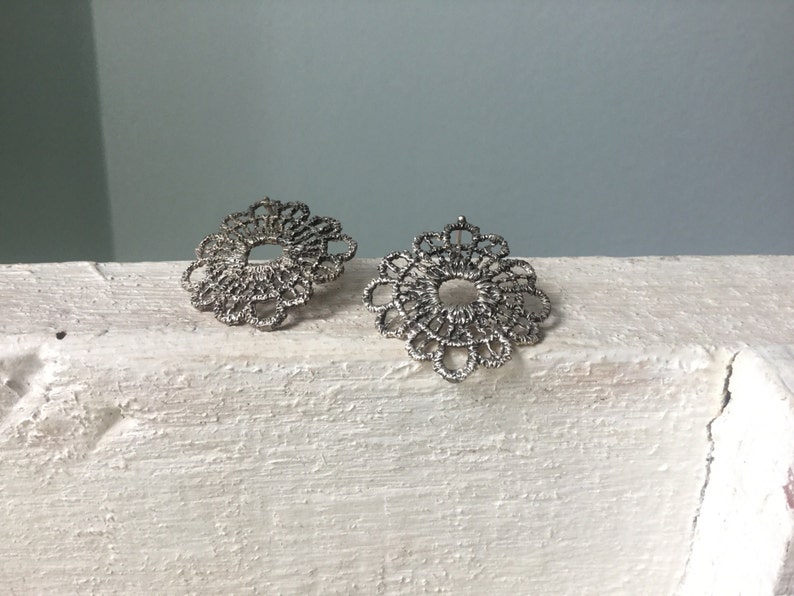 Silver Boho earrings, Silver lace earrings, Bohemian jewelry, Gift for her image 3