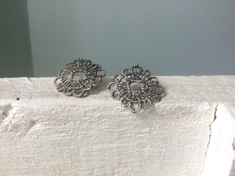 Bohemian jewelry Silver lace earrings Silver Boho earrings Gift for her