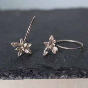 Succulent earrings , Silver Succulent jewelry , Flower earrings , Nature cast earrings , Gift for mom-Botanical jewelry image 7