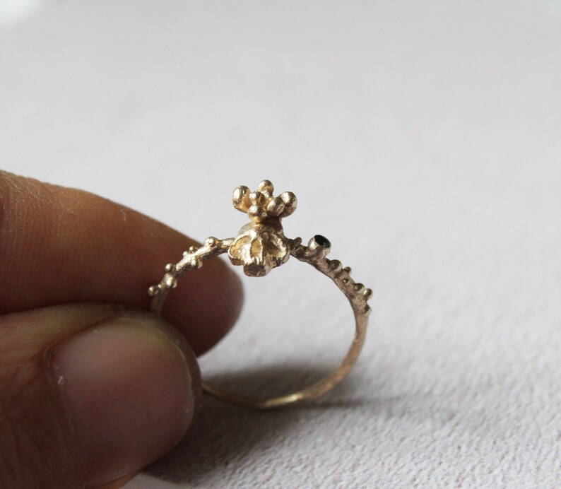9K solid gold sugar skull ring Gold skull jewelry Green tourmaline ring