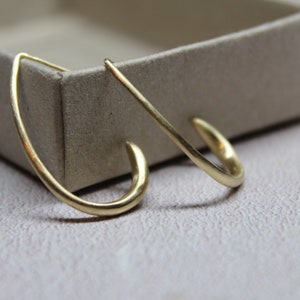 14k Solid Gold Oval Hoop Earrings: Handmade Minimalist Jewelry