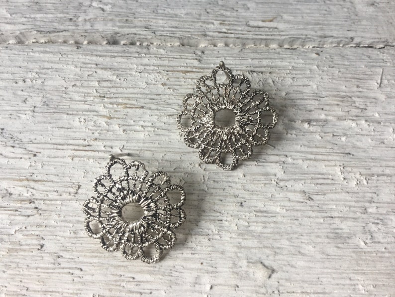 Bohemian jewelry Silver lace earrings Silver Boho earrings Gift for her