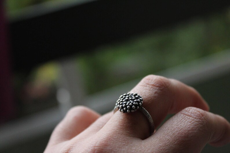 Polka dot ring-Women/'s ring-Organic jewelry Minimalist ring-Gift for her Dot ring-Sterling silver bubble ring-Statement ring-Granulation