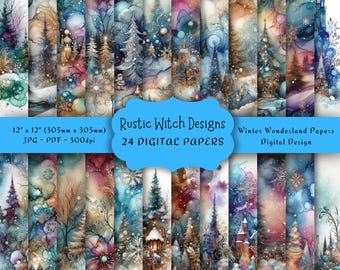 Digitale papierset Winter Wonderland | Plakboek, dagboek (pdf)