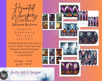 Haunted Whispers: A Collection of Halloween Mysteries Junk Journal Add-on Ephemera