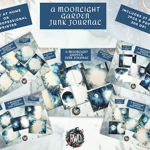 Un kit de journal indésirable du jardin au clair de lune | Pages imprimables célestes | Cottagecore botanique gothique | Papier de scrapbooking clair de lune | Journal de sorcière