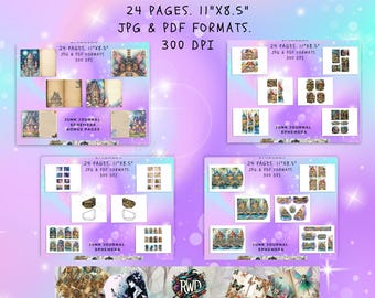 Magical Cottage Junk Journal Ephemera Kit | Afdrukbaar sprookjeshuisje, stempels, tags (pdf en JPG)