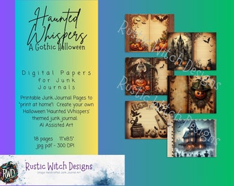 Haunted Whispers: een gotisch Halloween-rommeldagboek | Afdrukbare digitale dagboekpagina's