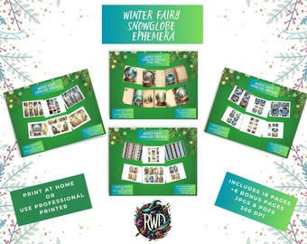 Winterfee sneeuwbollen kortstondig | Junkjournaalkit (afdrukbare pdf)