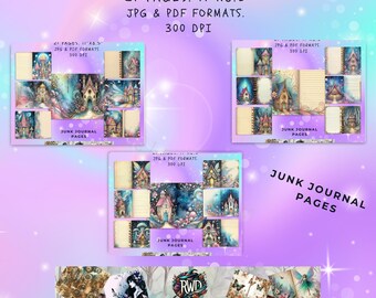 Magical Cottages-junkjournaalkit | Fairy-plakboekpagina's (digitale download)