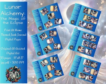 Junk Journal Kit Maansverduistering: digitale pagina's heilige maan (pdf)