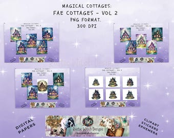 Fae Cottage digitale dagboekpagina's | Clipart sprookjeshuizen (digitale download)