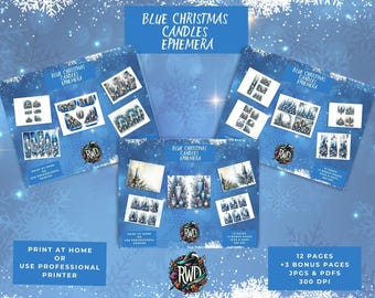 Blauwe kerstkaars kortstondig | Afdrukbaar junkjournaal (pdf en jpg)