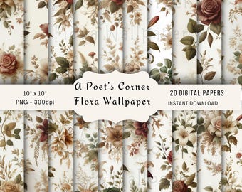 Vintage bloemenbehang | Junkjournaal, plakboek (digitale download)