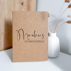 Kraftpapier Notizbuch A5, Personalisiertes, Notizbuch DIN A5 mit Namen und Initialen, Planer, Notizheft, Schulkind Geschenk, Tagebuch