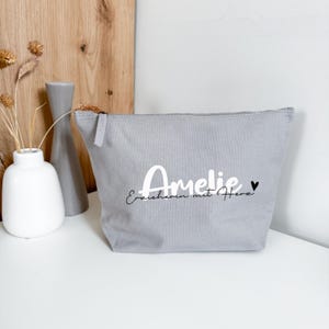 Personalisierte Kosmetiktasche mit Initial und Name,  Schminktasche mit Name, personalisierter Kosmetikbeutel,  Baumwolle Kosmetiktasche