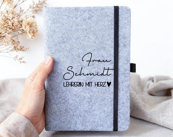 Notizbuch aus Filz personalisiert | Geschenk für Lehrerin | Lehrer Geschenkidee Weihnachten handmade