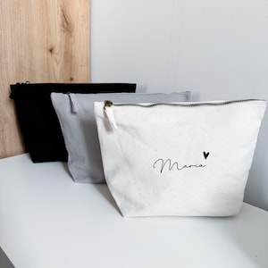 Personalisierte Kosmetiktasche mit Initial und Name,  Schminktasche mit Name, personalisierter Kosmetikbeutel,  Baumwolle Kosmetiktasche