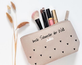 Kosmetiktasche „Best Aunt Ever“ – Geschenk Für Tante, 25x19 Cm, Baumwoll-Leinen