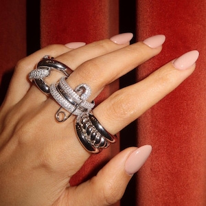 Bague aiguille en pierre blanche, argent 925, cadeau pour elle