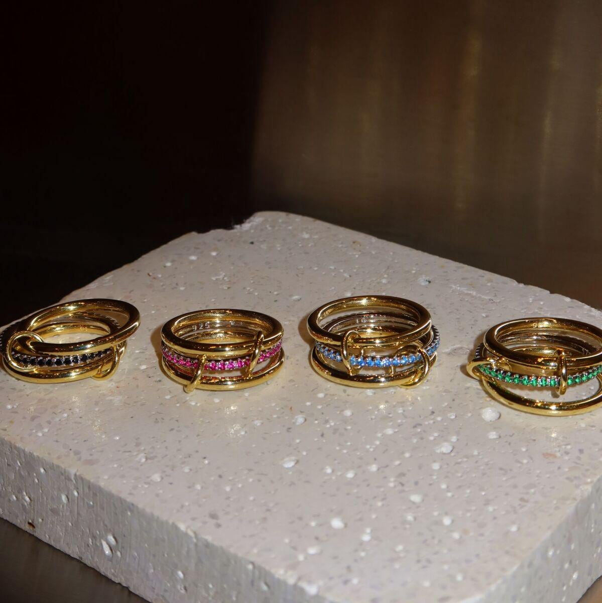 Two-Tone Chunky Ring: 14k Gold Plated Sterling Silver Multi-Ring