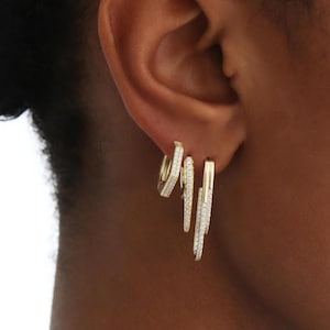 925 Sterling Silver Cubic Zirconia Huggie Earrings,18kt Gold,Hoop Earrings Gift For Her