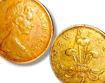 ヴィンテージプルーフ2ペンス硬貨：エリザベス女王、ジュエリー製作