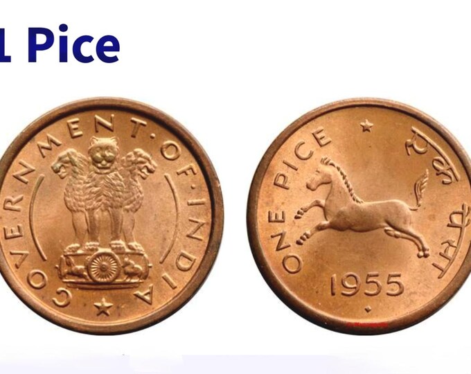 1951 British India Copper Coin – Galloping Horse, One Pice, Vintage Currency
