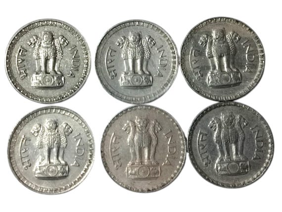 希少なインドの1ルピー硬貨コレクション - インドの歴史的通貨（複数年