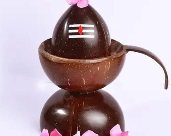 Eco-Friendly Coconut Shell Shiva Lingam Idol for Pooja