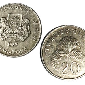 Singapore Coin Ring 20 Cents 1987 - Handmade Coin Jewelry Gift